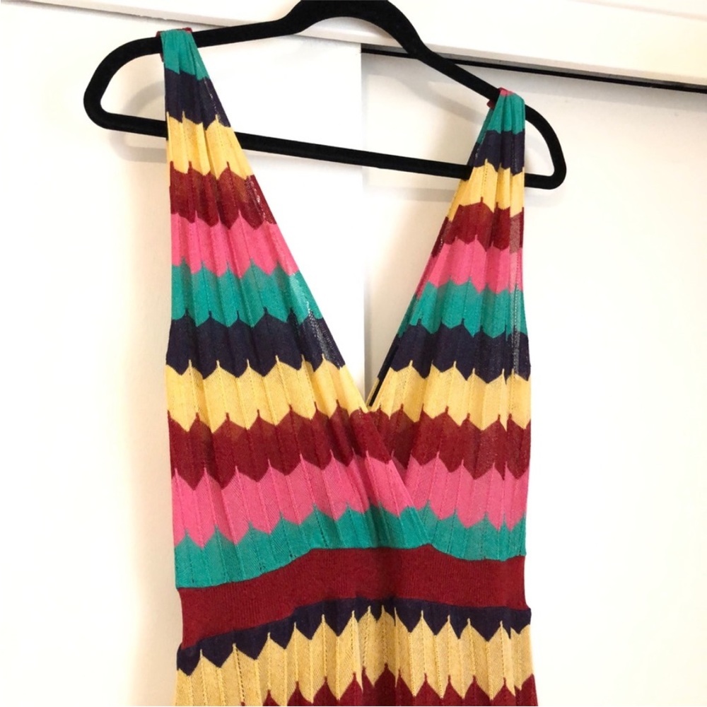 Zara Colorful Chevron Print V-Neck Maxi Dress - Picture 4 of 7